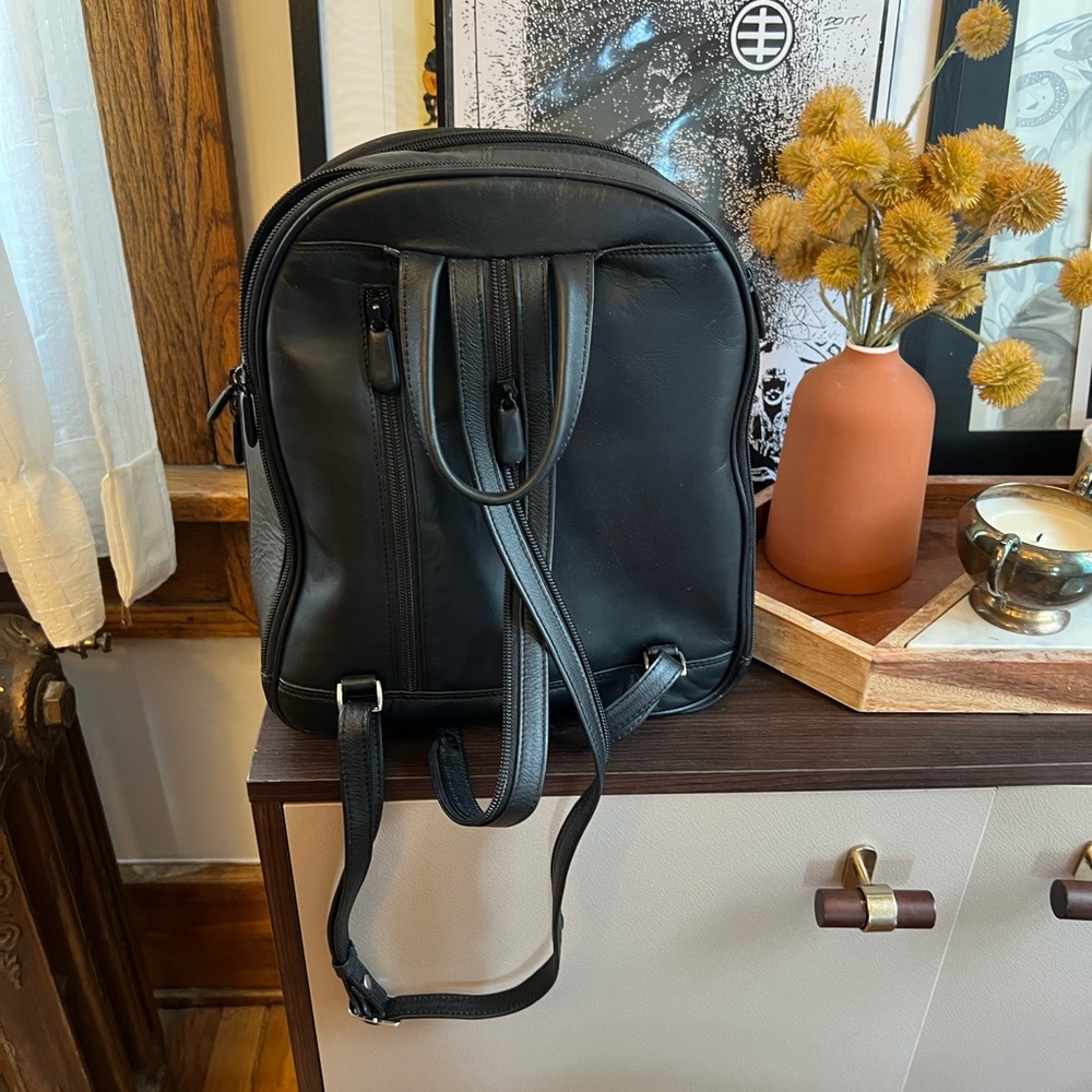 Derek Alexander Leather 3 Zip Organizer Backpack - Picture 2 of 4